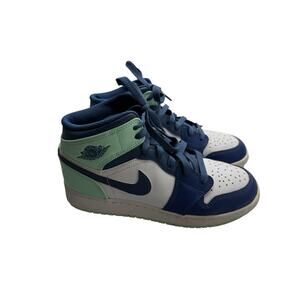 Air Jordan 1 Mid GS Mystic Navy Mint Foam Blue Mint Kids 5Y